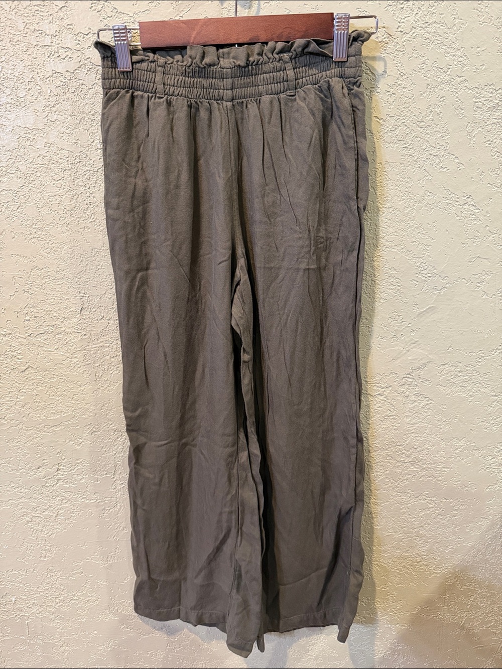 Hollister Olive Green Drawstring Waist Wide-Leg Pants